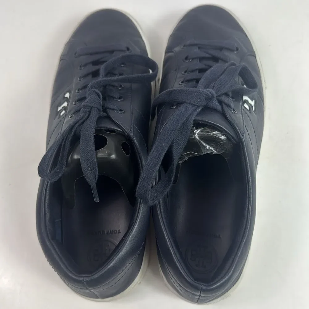 Tory Burch Amalia T-Logo Navy Blue Leather Low Top Women’s Sneakers